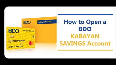 can i deposit to bdo kabayan savings account|How to Open a BDO Kabayan Savings Account for .